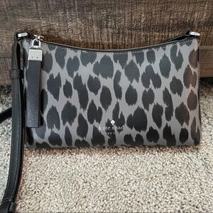 Kate Spade Black and Gray Leopard Print Crossbody Bag